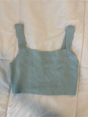 Wilfred Light Seafoam Knit Square-Neck Crop Top